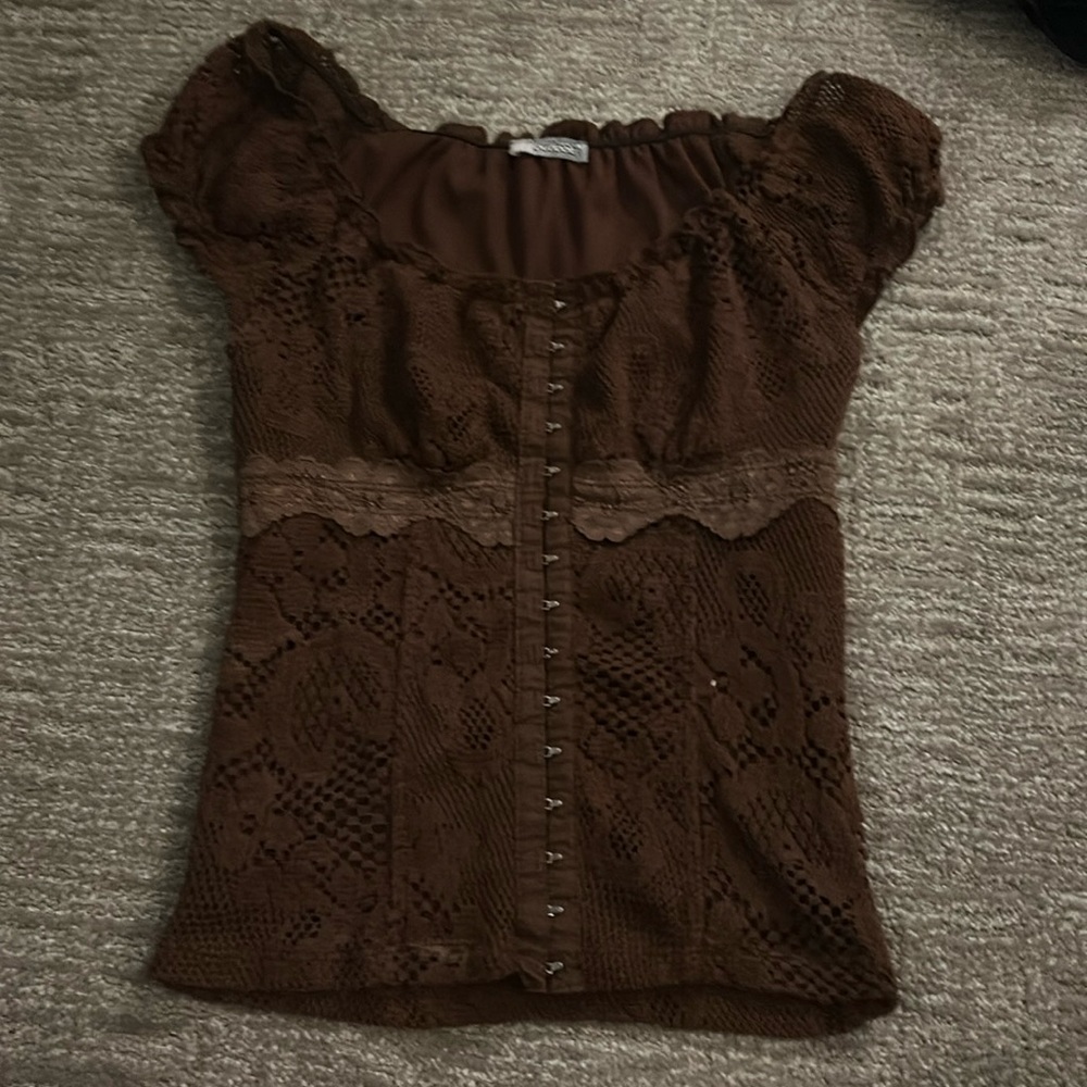 Vintage Milk Maid Corset Top 90s Brown